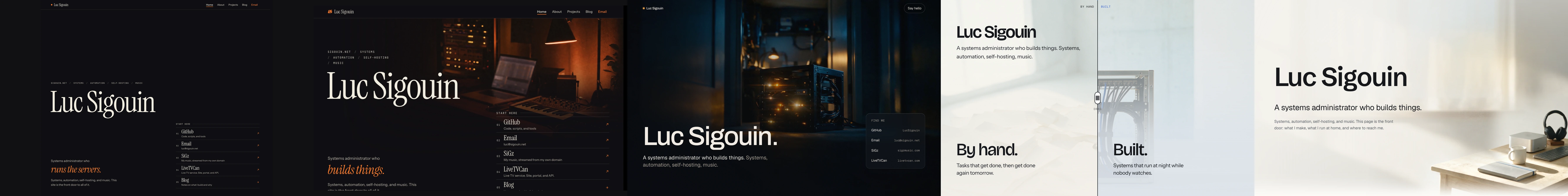 Five candidate looks for sigouin.net, four of which were archived